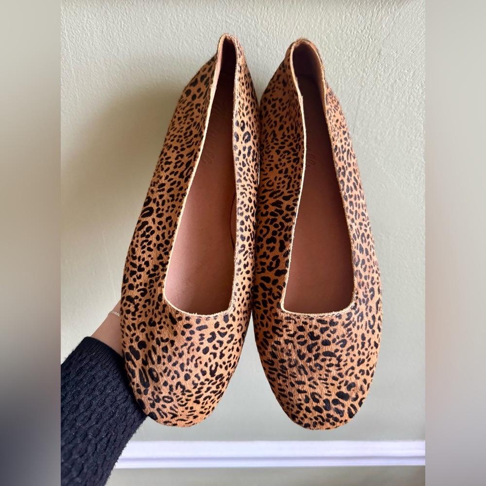 NWOT Madewell Leopard Print Calf Hair Ballet Flats womens 8.5